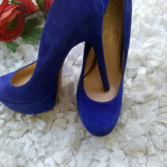 jessica simpson blue suede heels